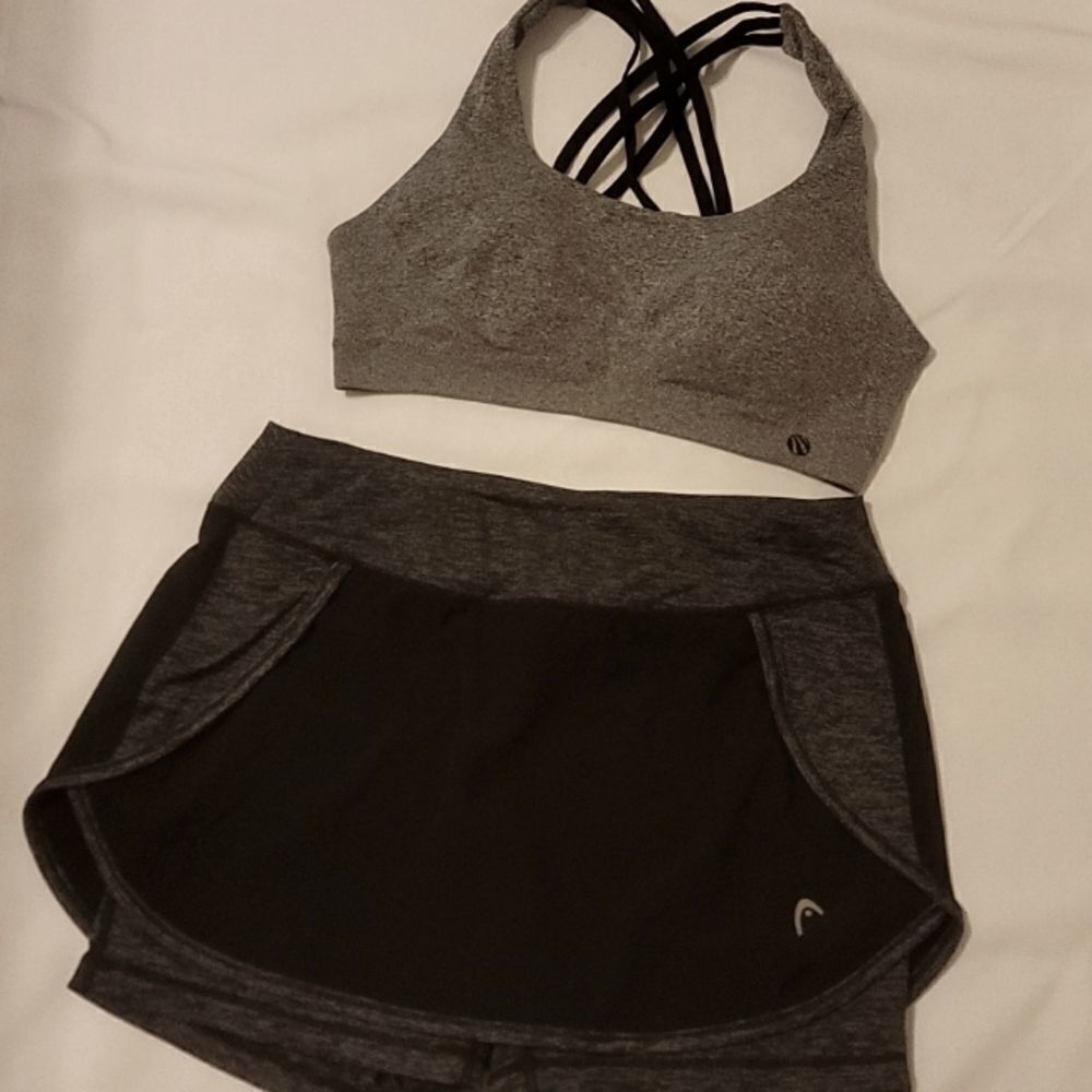 Bundke of Marika and head skort and sports bra.